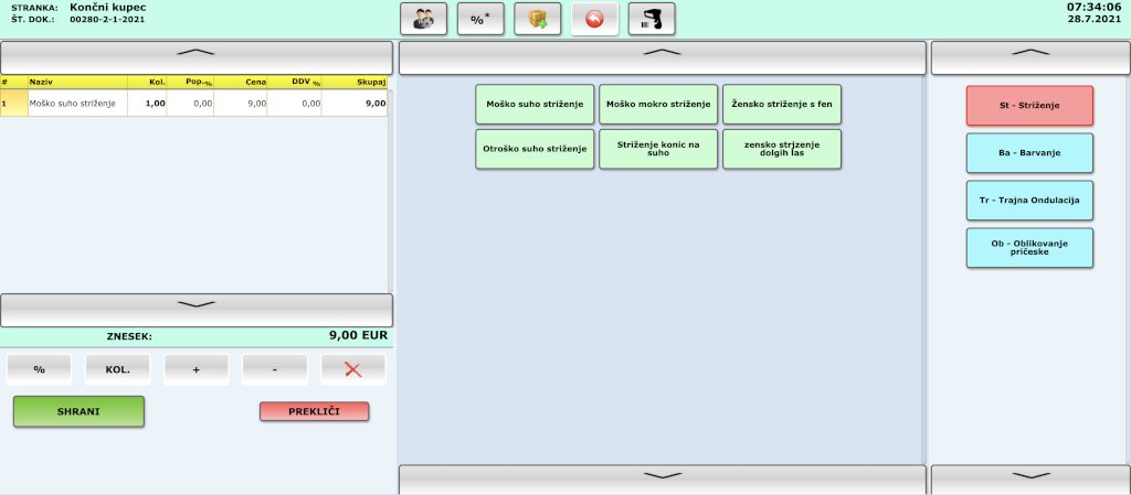 Maloprodaja in frizerstvo