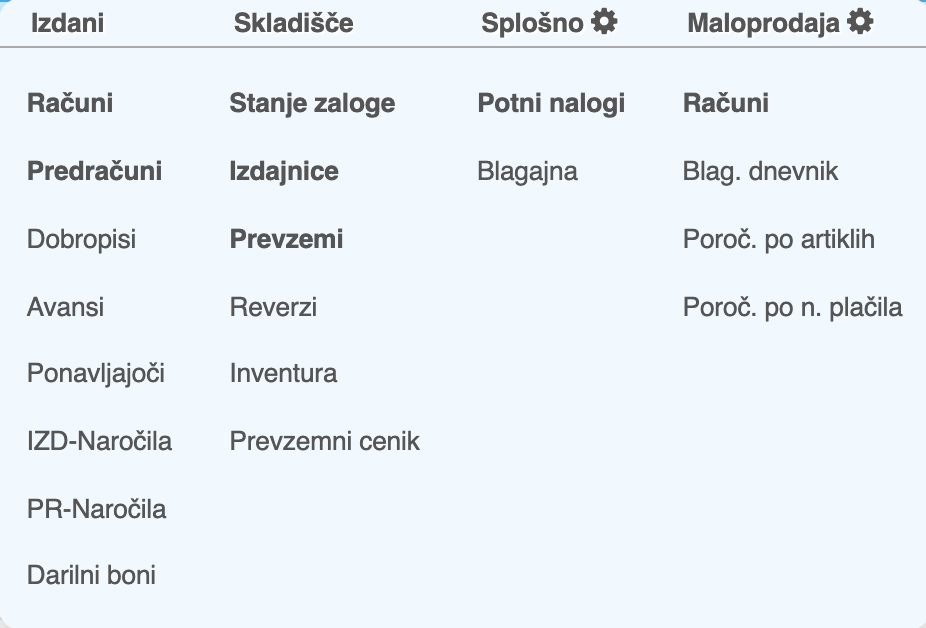 Poslovni del in vodenje skladišča